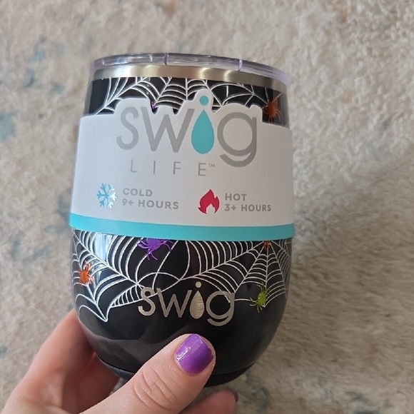 Swig Life Black Tumbler with Spider Web Design - Picture 1 of 4